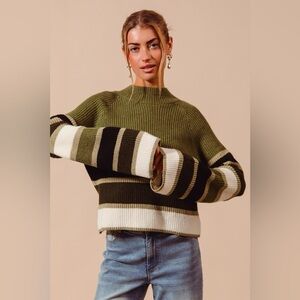 SO ME Multi Color Striped Mock Neck Sweater🆕